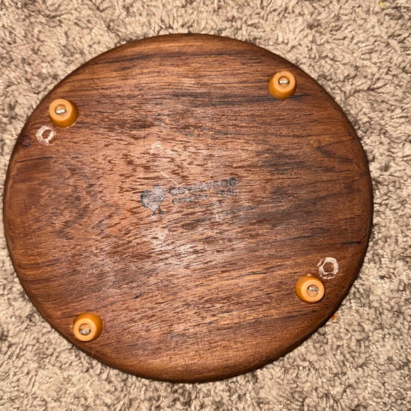 Vintage Goodwood Teak & Glass Dome Plate Server Tray - Picture 4 of 11